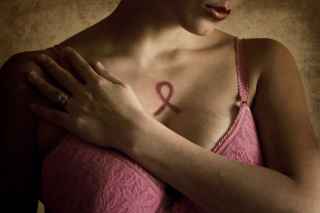 Woman getting a mammogram