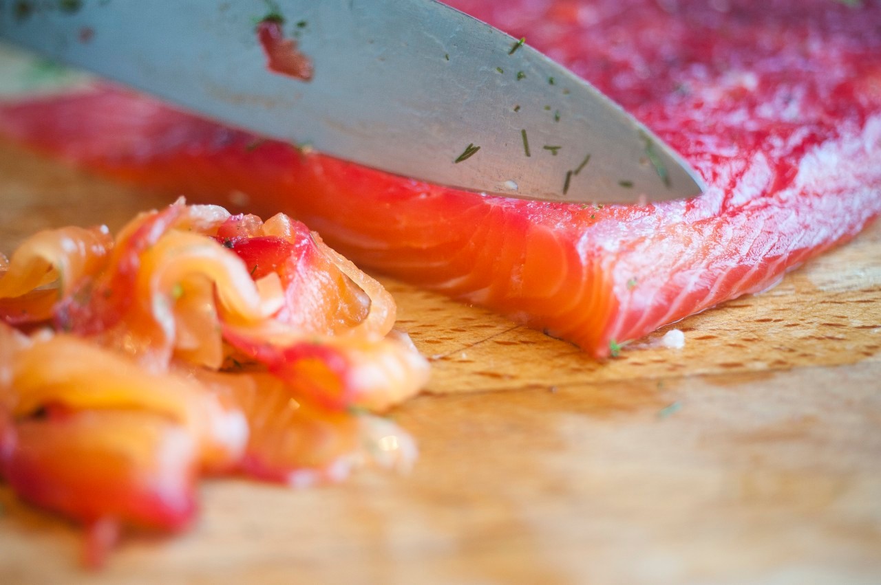 03 Jan 2014 --- Making gravlax --- Image by © Matt Lincoln/Cultura/Corbis