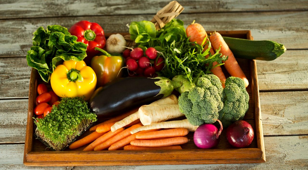 13 Jan 2015 --- Wooden tray with different vegetables --- Image by © Roman Märzinger/Westend61/Corbis