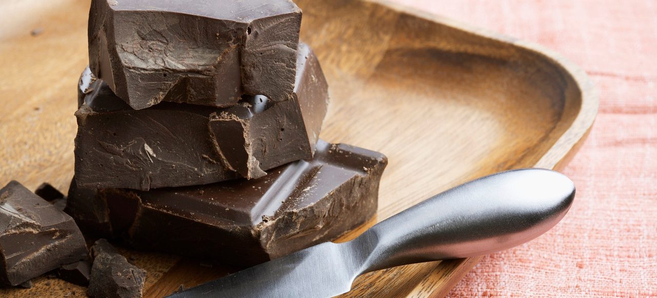 0042-11-30T00:00:00.000Z Dark Chocolate Pieces on Tray --- Image by © amanaimages/Corbis