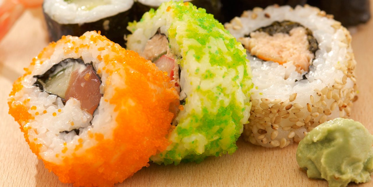 0042-11-30T00:00:00.000Z Sushi rolls --- Image by © Peter Frank/Corbis