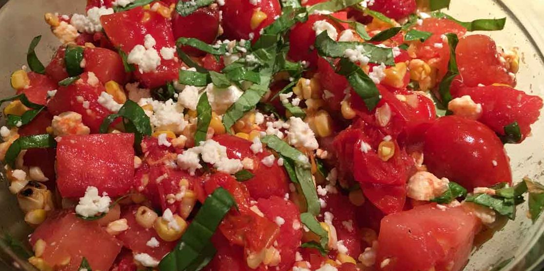 Roasted Corn with Feta and Grilled Watermelon